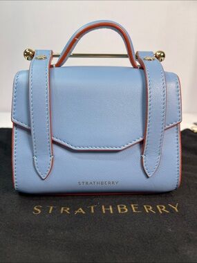 Strathberry Allegro Mini Alice Blue Calfskin Leather Crossbody Bag Authenticated
